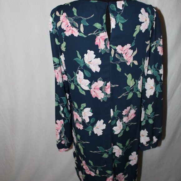 FALL SALE! Lulus Dress Rosalinda Navy Blue Floral Print Long Sleeve Medium NWT's - Picture 6 of 13